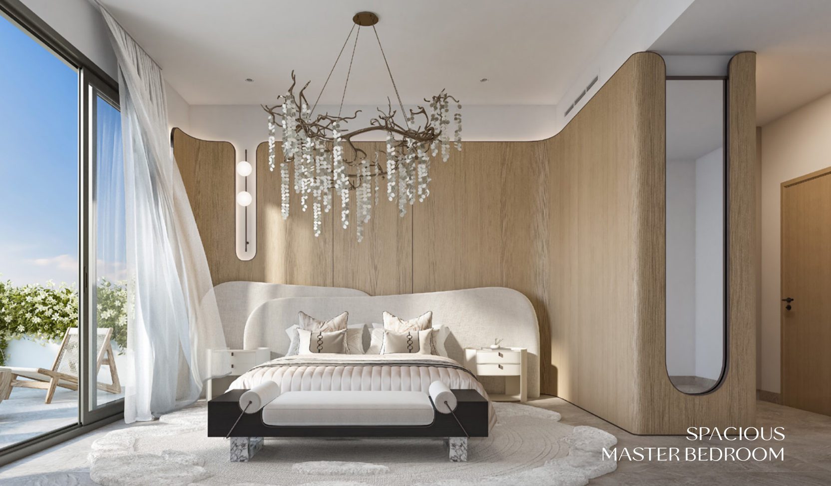Master bedroom in a Dubai off-plan residence
