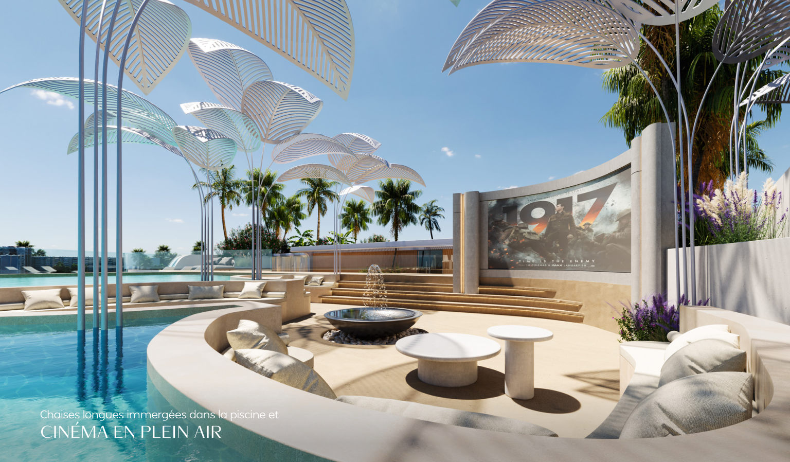 Open-air poolside cinema